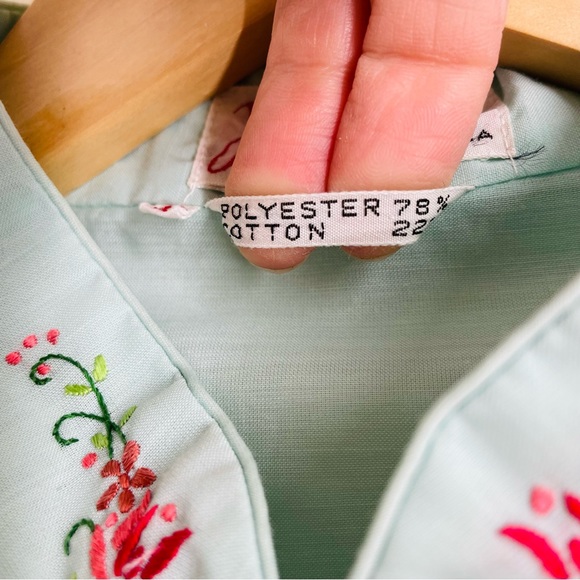 Vintage Chinese Traditional Embroidered House Robe Aqua Blue size M (40) - Picture 9 of 9